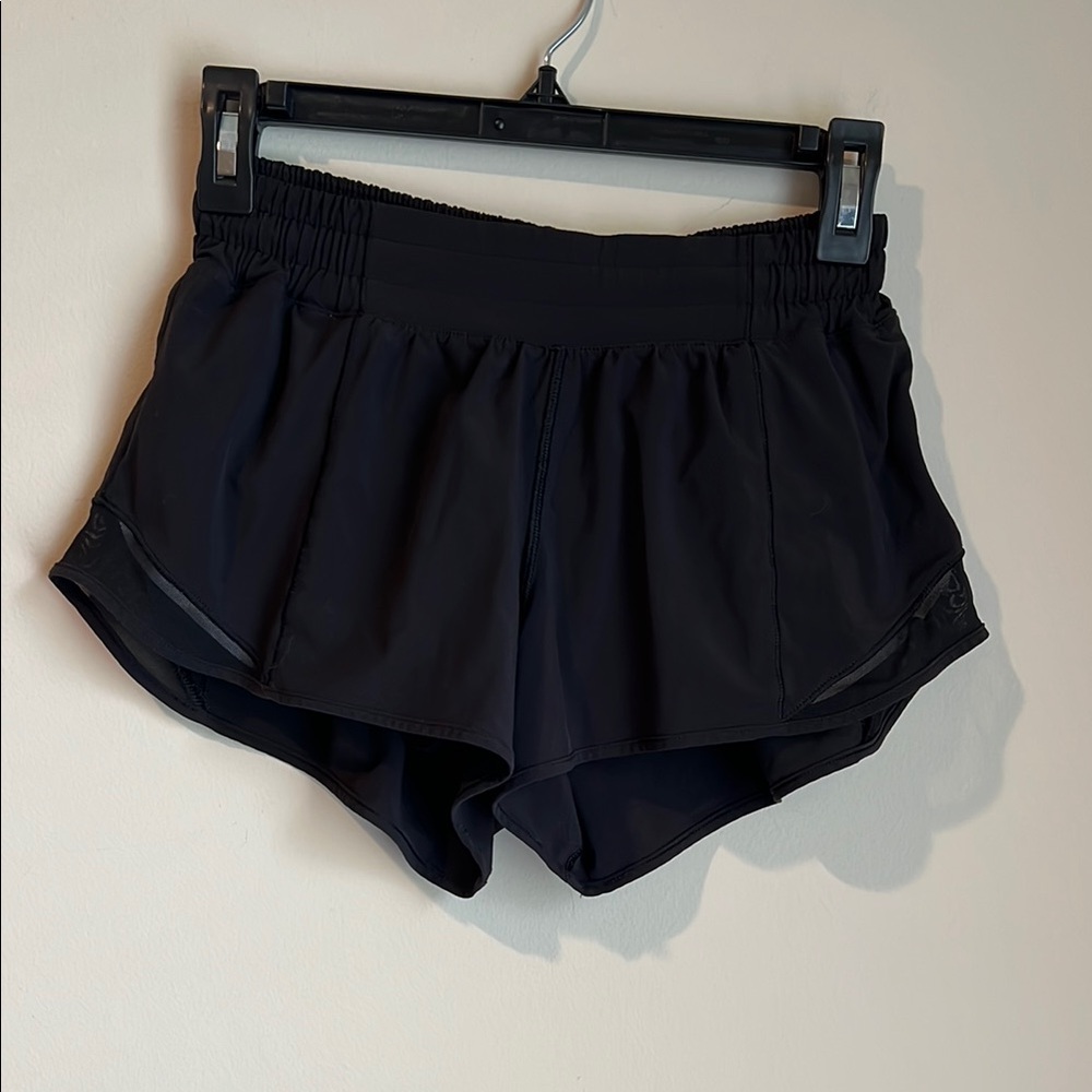 Lululemon Athletica Black Athletic Shorts with Scalloped Hem